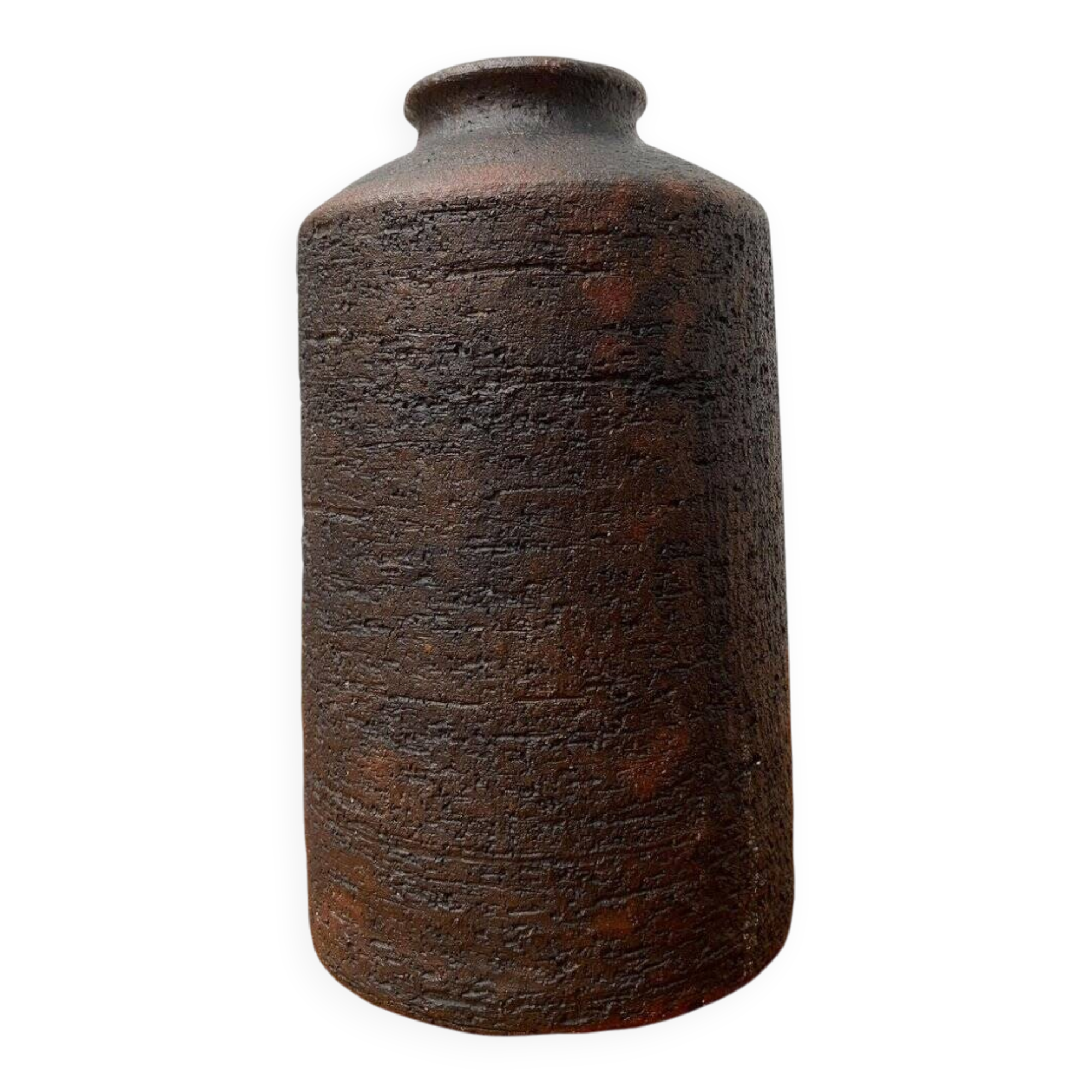 Brutalist vase from the mid-century German studio pottery by Gerhard Liebenthron, 1974.