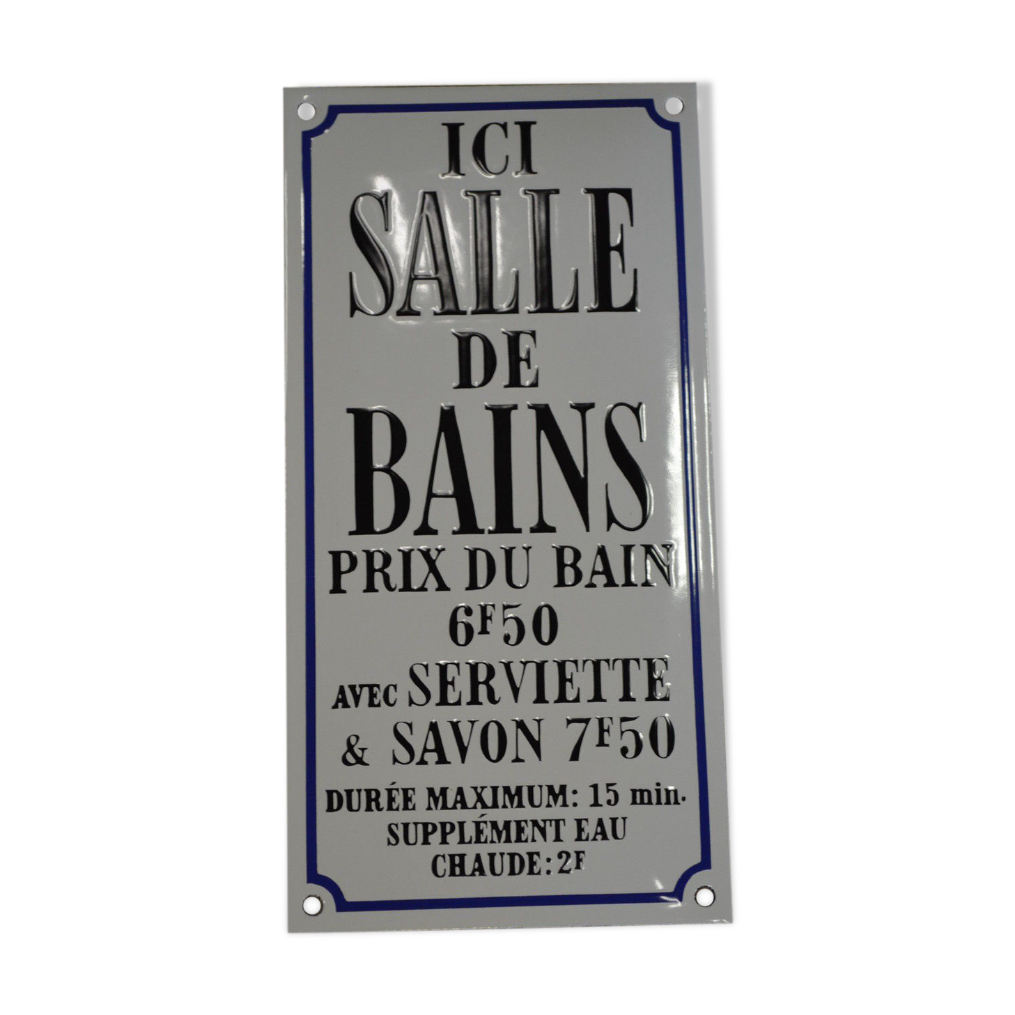 enamelled plaque "here bathroom, bath price ....."