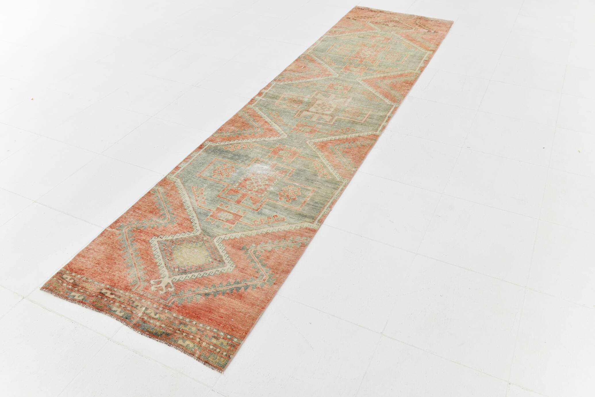 2'7"x10'6" ft Turkish Runner Rug, Ethnic Long Rug