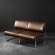 Vintage Mid-Century German Modern 2-Seater Brown Steel Frame Lounge Sofa