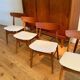 4 vintage Scandinavian "Freya" chairs in natural linen boucle.