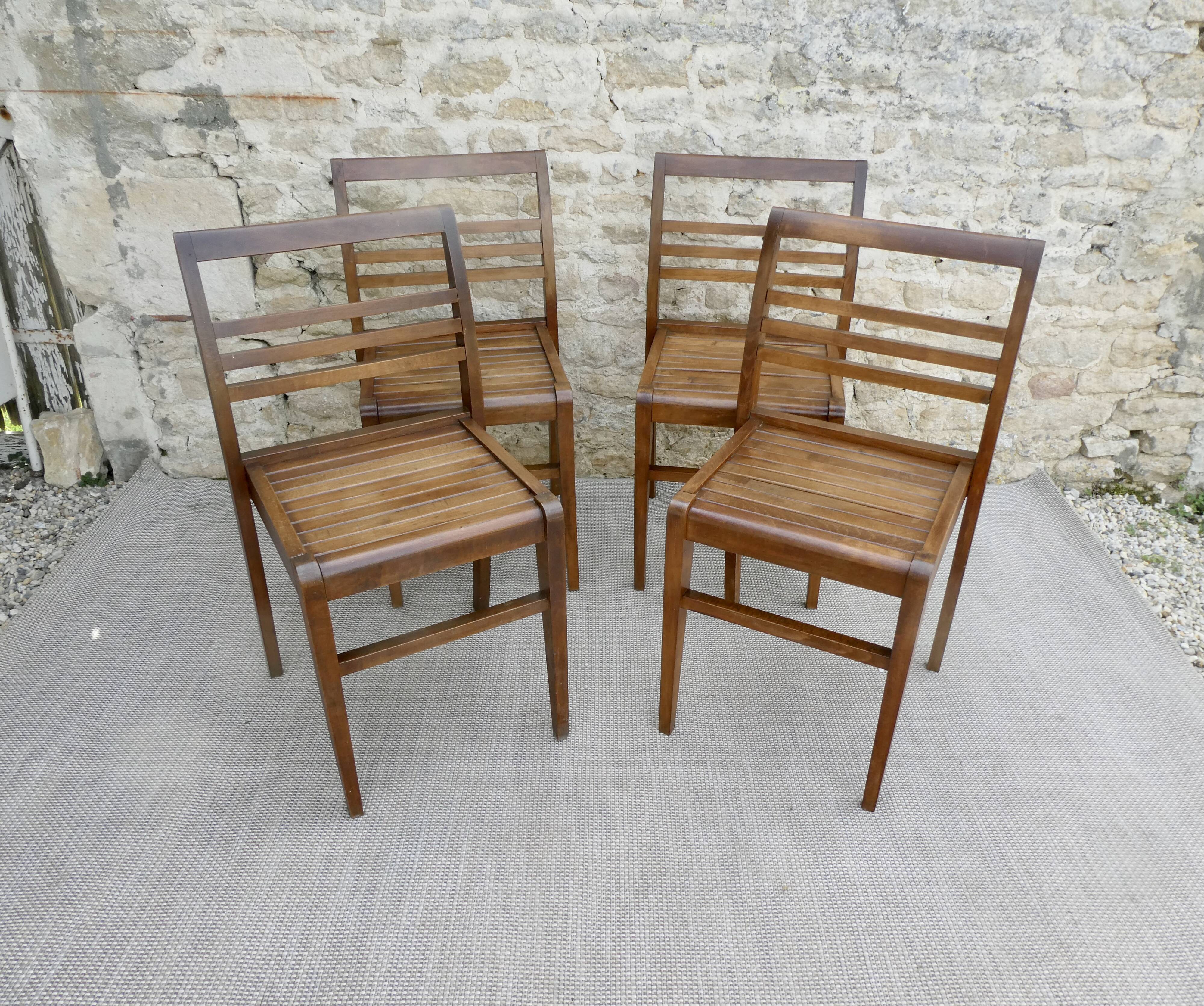Set of 4 chairs René Gabriel, 50s, Reconstruction