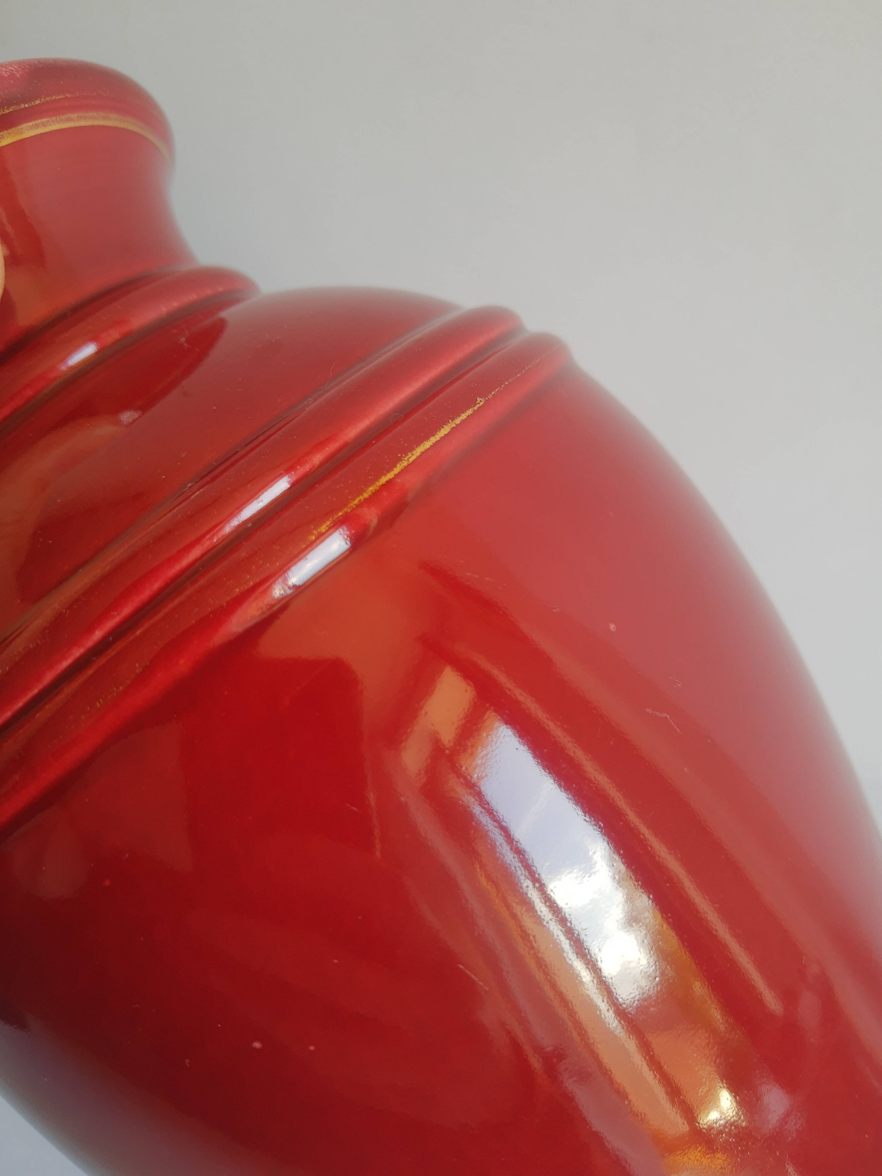 Old vintage numbered art deco red vase