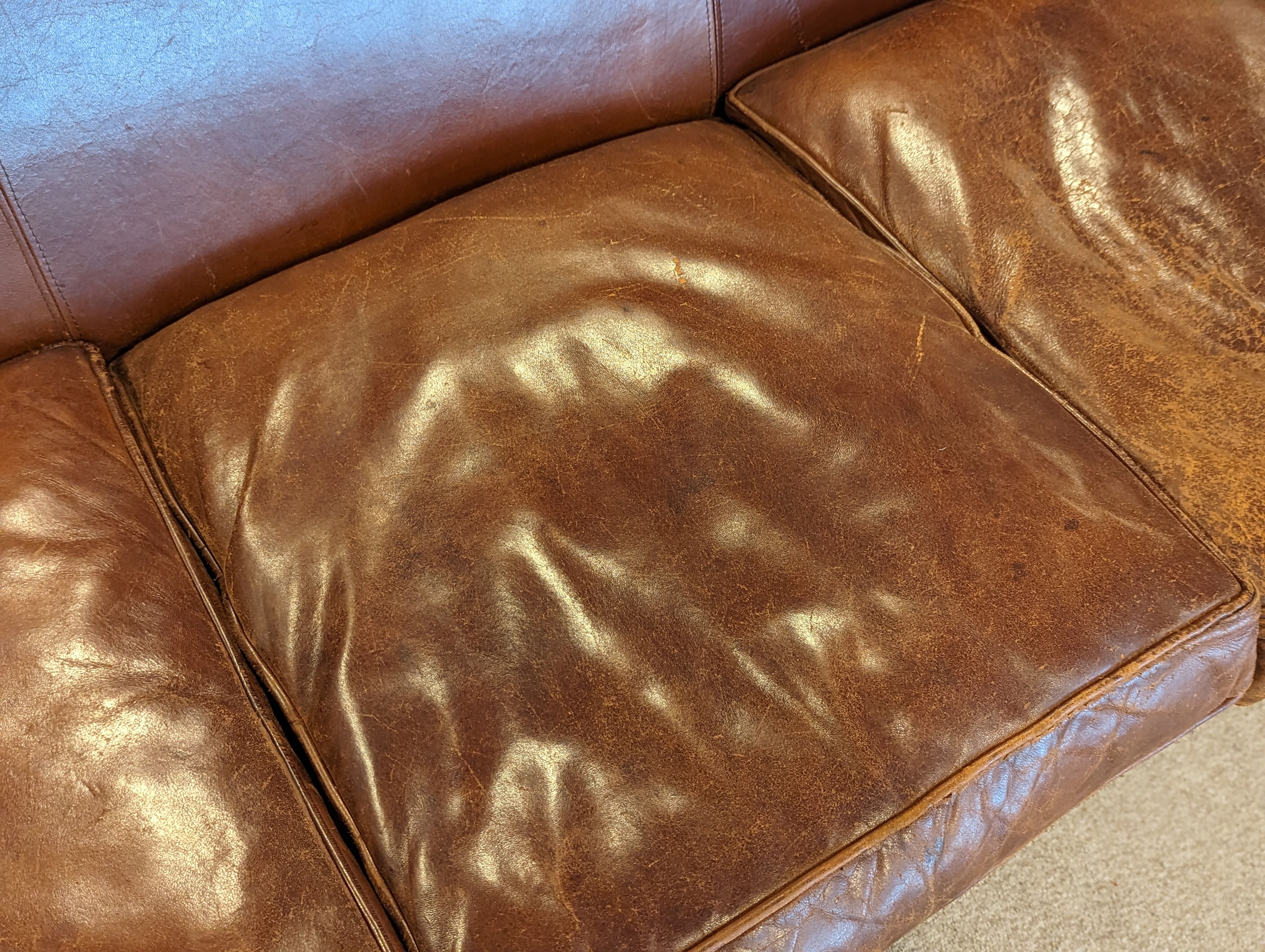 Leather club 3 places sofa 50s