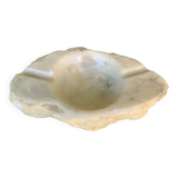 Large marble ashtray, white, beige, gray veins, vintage stone