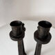 Brutalist wrought iron candlestick pair
