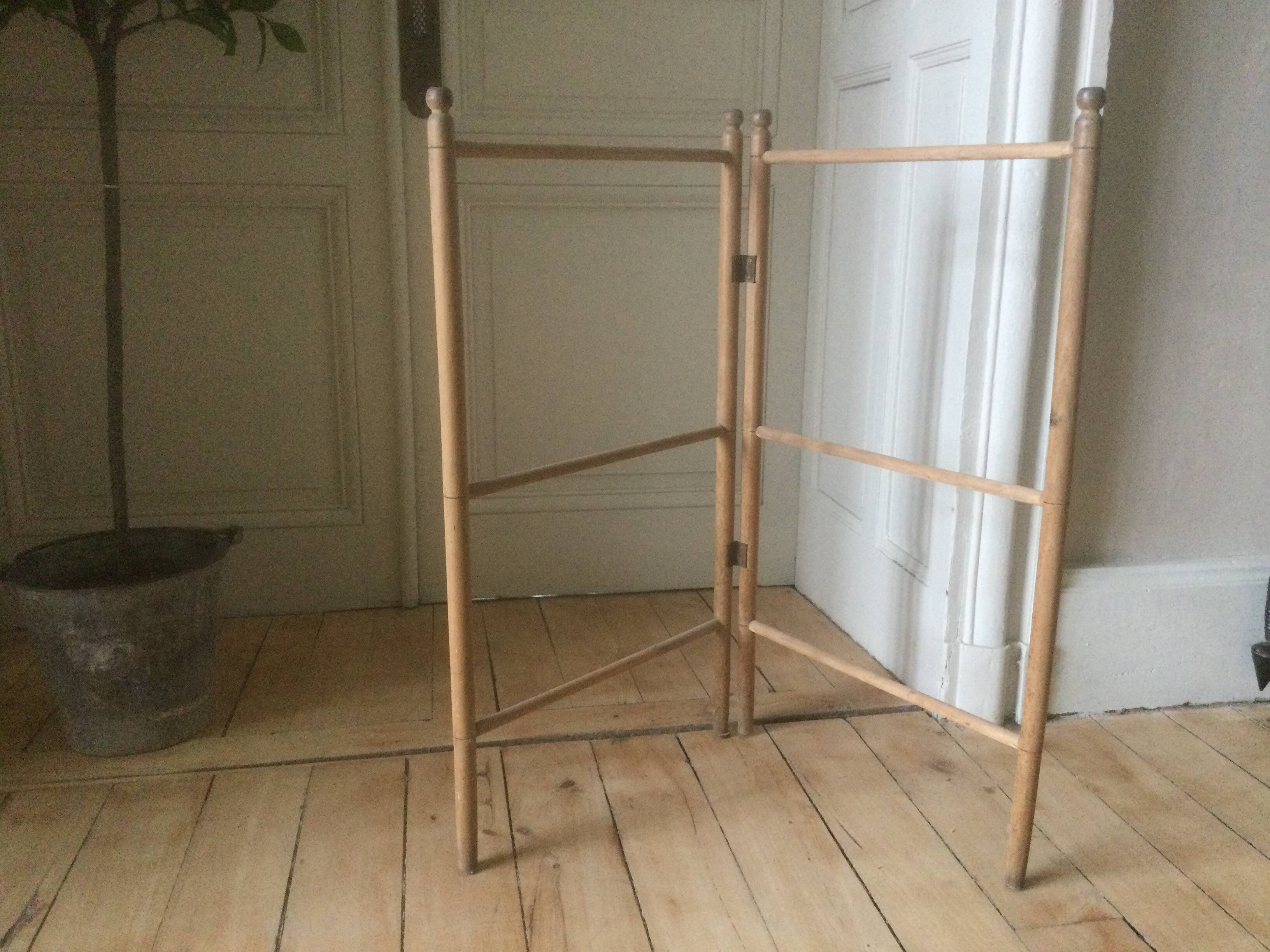 Old natural wood towel rack
