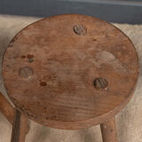 Suite of 3 brutalist stools XXth tripod feet