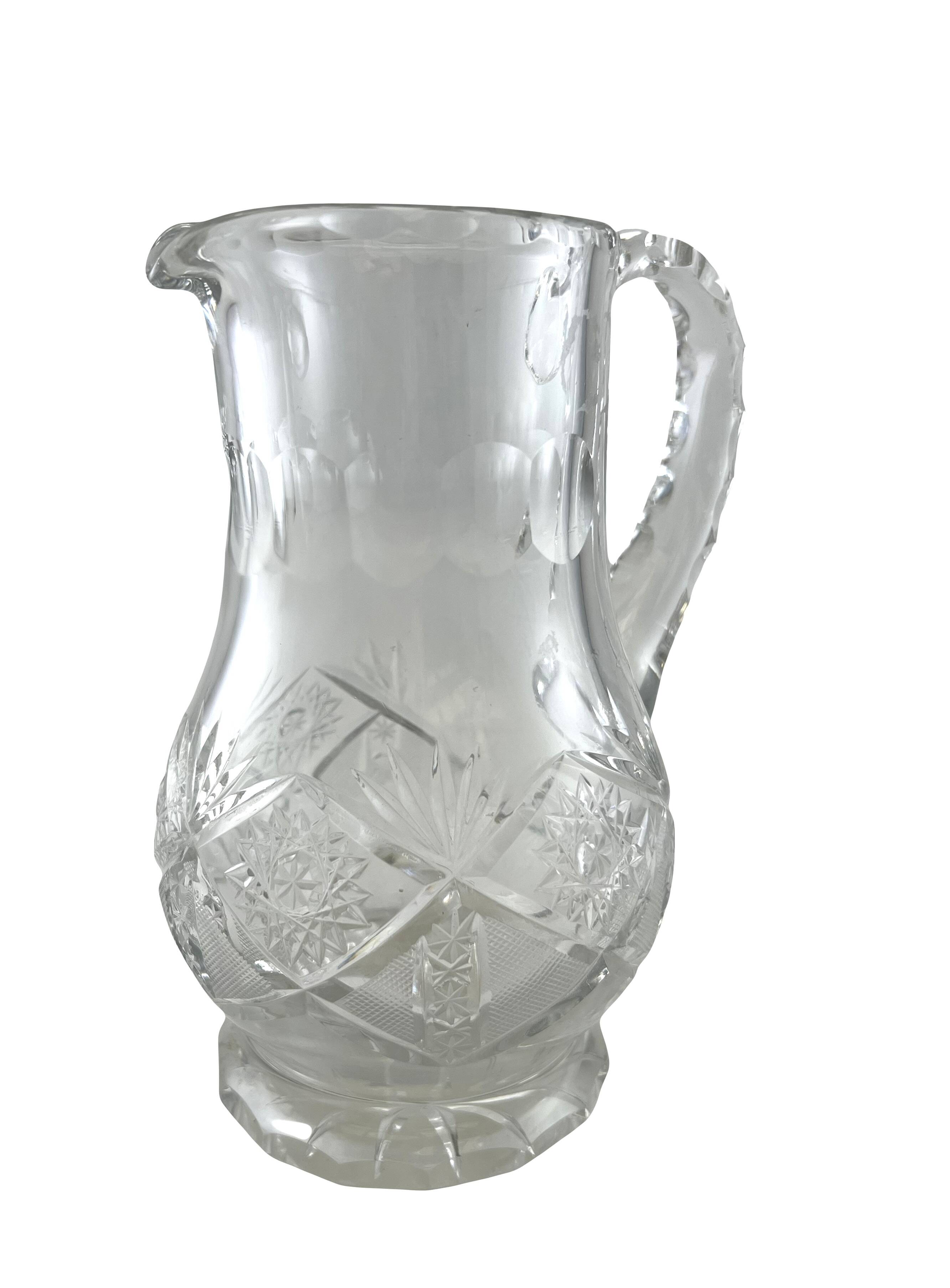 Cut crystal pitcher carafe