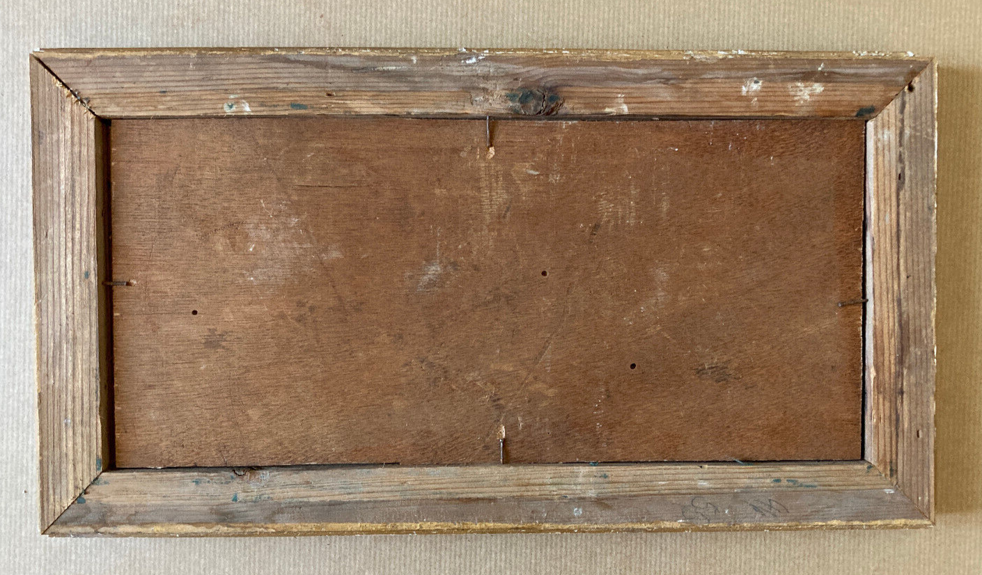 Tabeau ancien - marine - cadre bois doré
