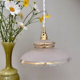 Pendant lamp, antique lampshade in white and gold granite glass