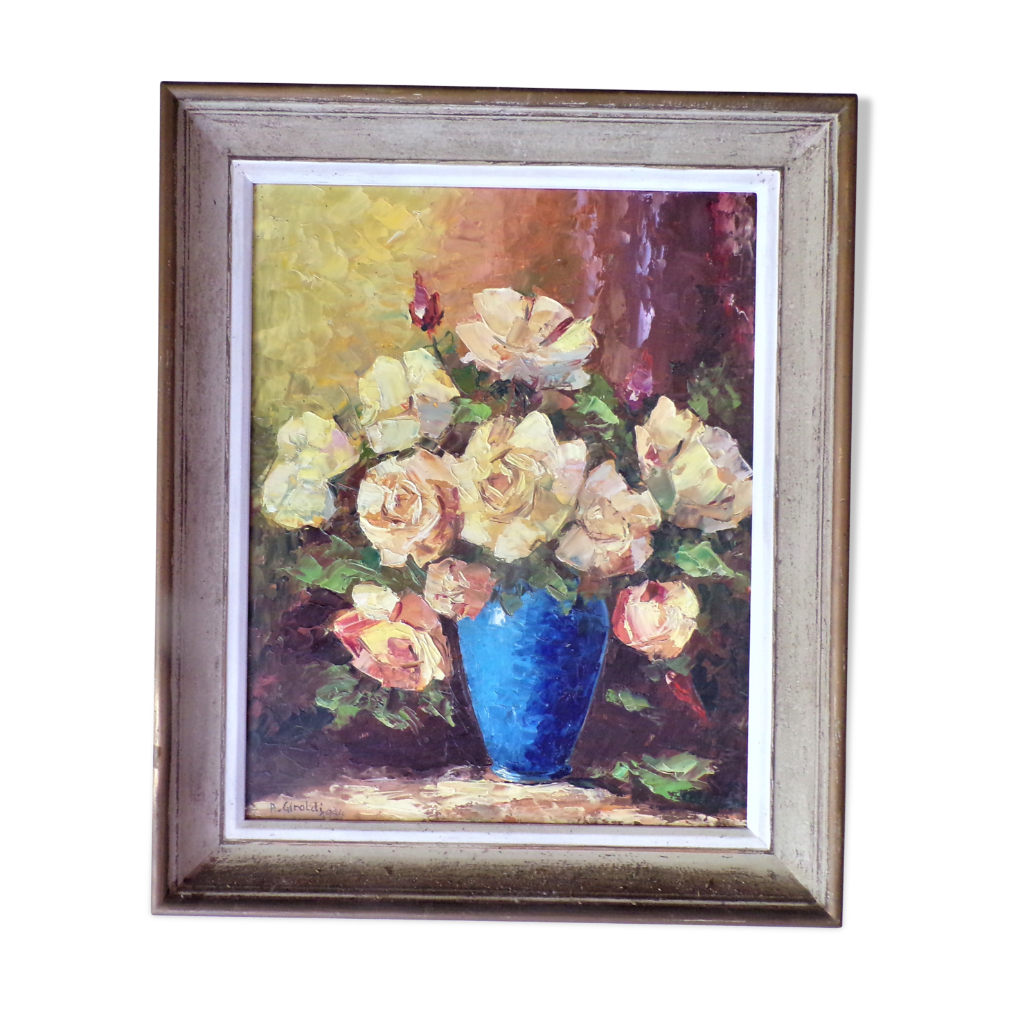 Tableau peinture bouquet de fleurs signé André Giroldi