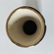Vintage cream ceramic vase with purple floral decoration and gold highlights