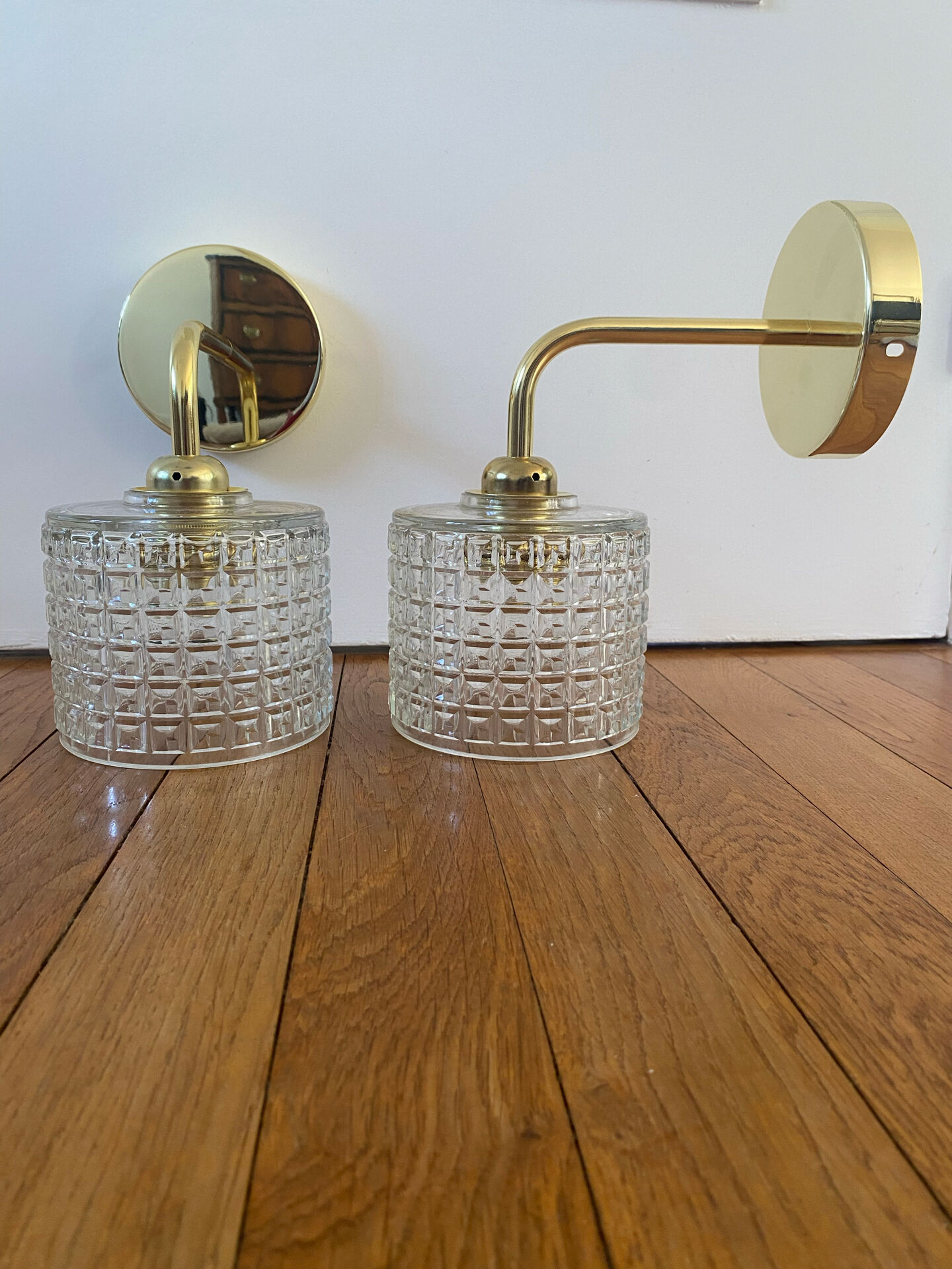 Pair of vintage glass globe wall lights