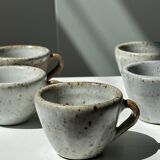 Set of 5 Indonesian ceramic handle coffee cups