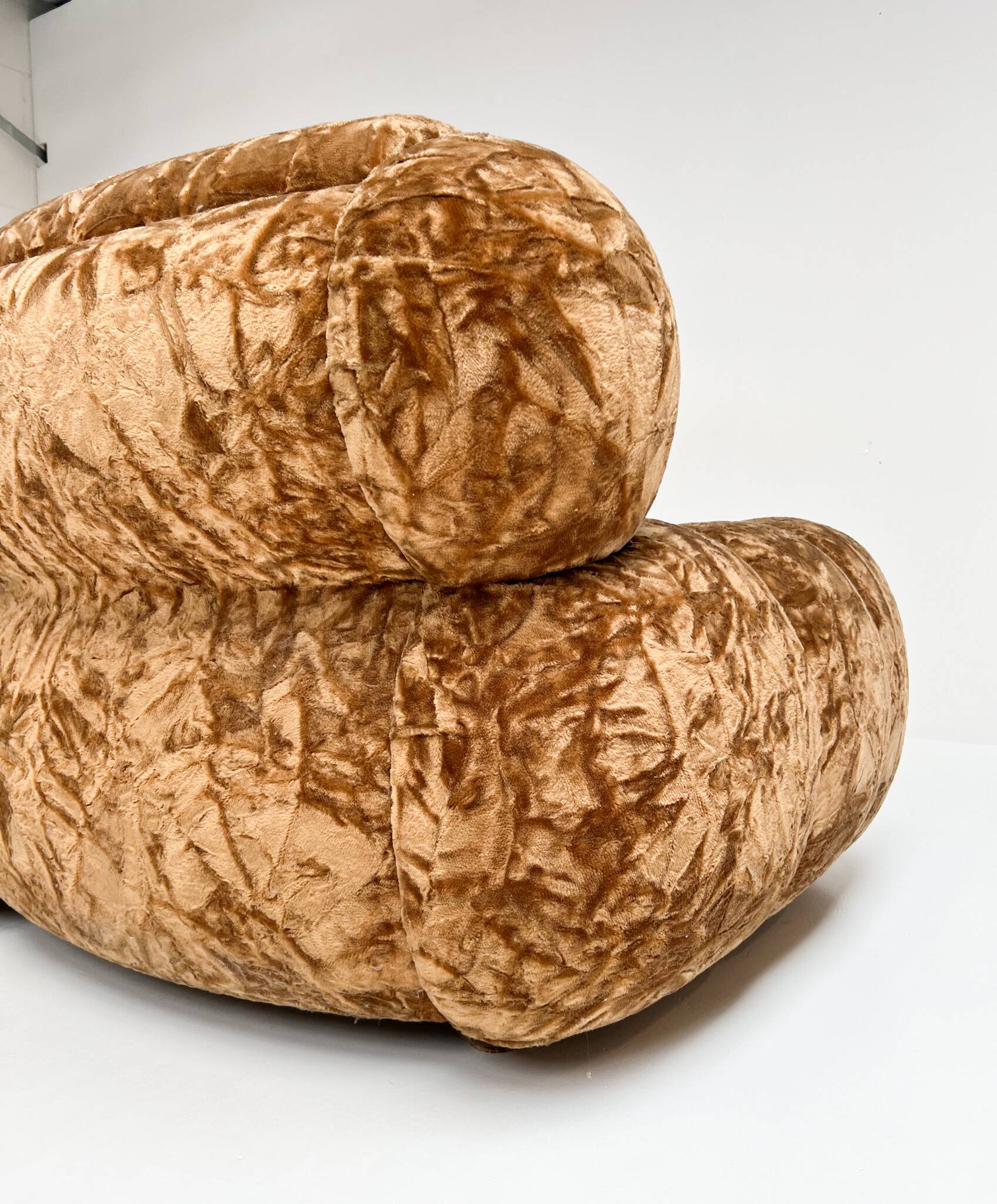 Canapé-lit vintage italien en velours, années 1970