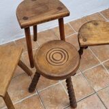 Set of four rustic solid wood plant holders, 31 to 43 cm