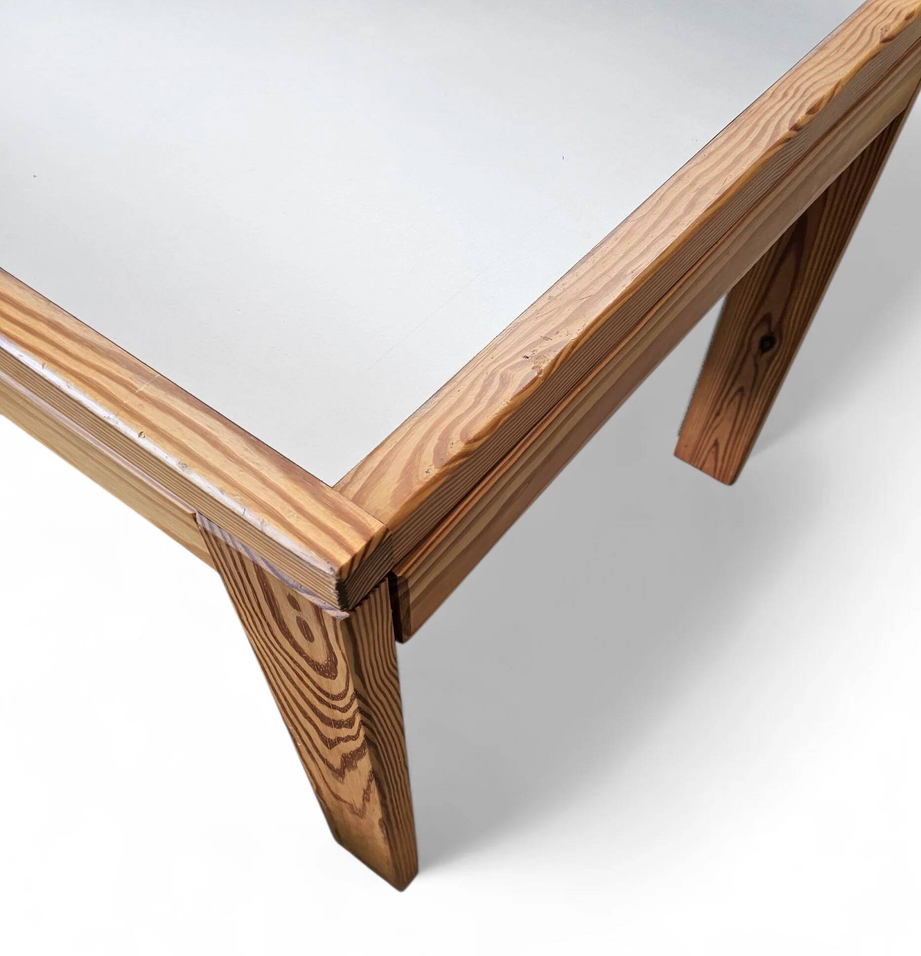 Pine wood dining table / formica top / 1970s