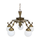 Lustre art déco à 5 flammes années 1930