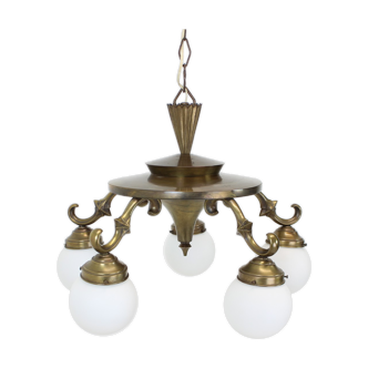 Art deco 5 flamming chandelier 1930s