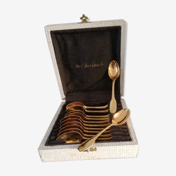 12 mocha spoons in vermeil Alfenide Christofle vendôme model