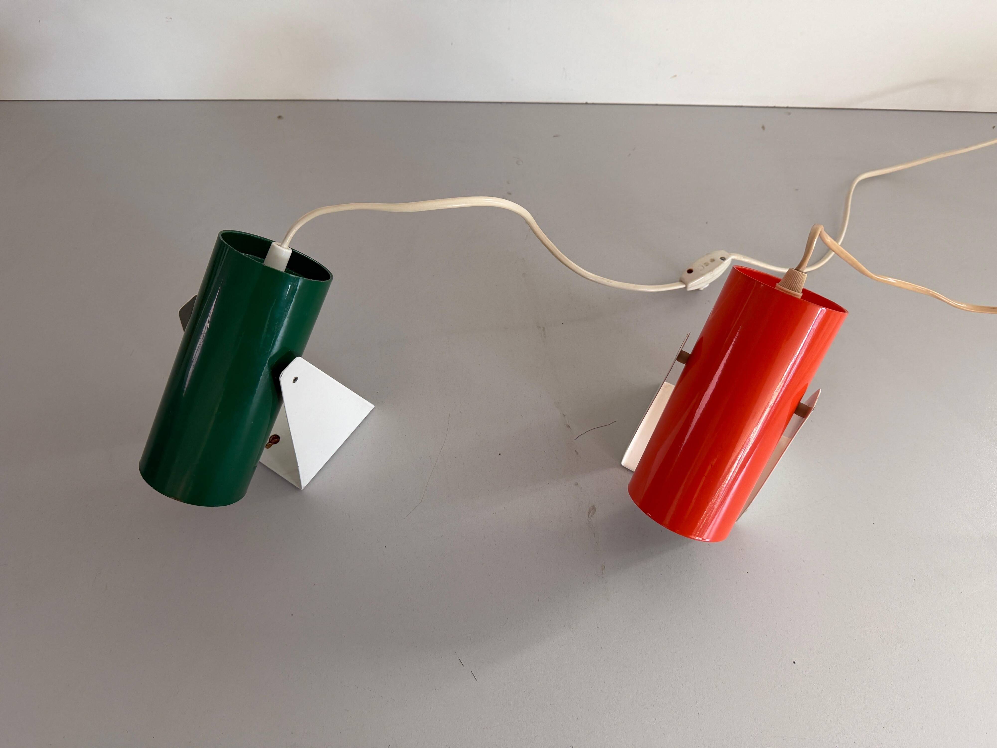 Pair of table lamps or wall lights in metal by Greene & Greene, 1970s, Germany.