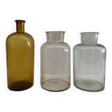Set of 3 old blown glass vases