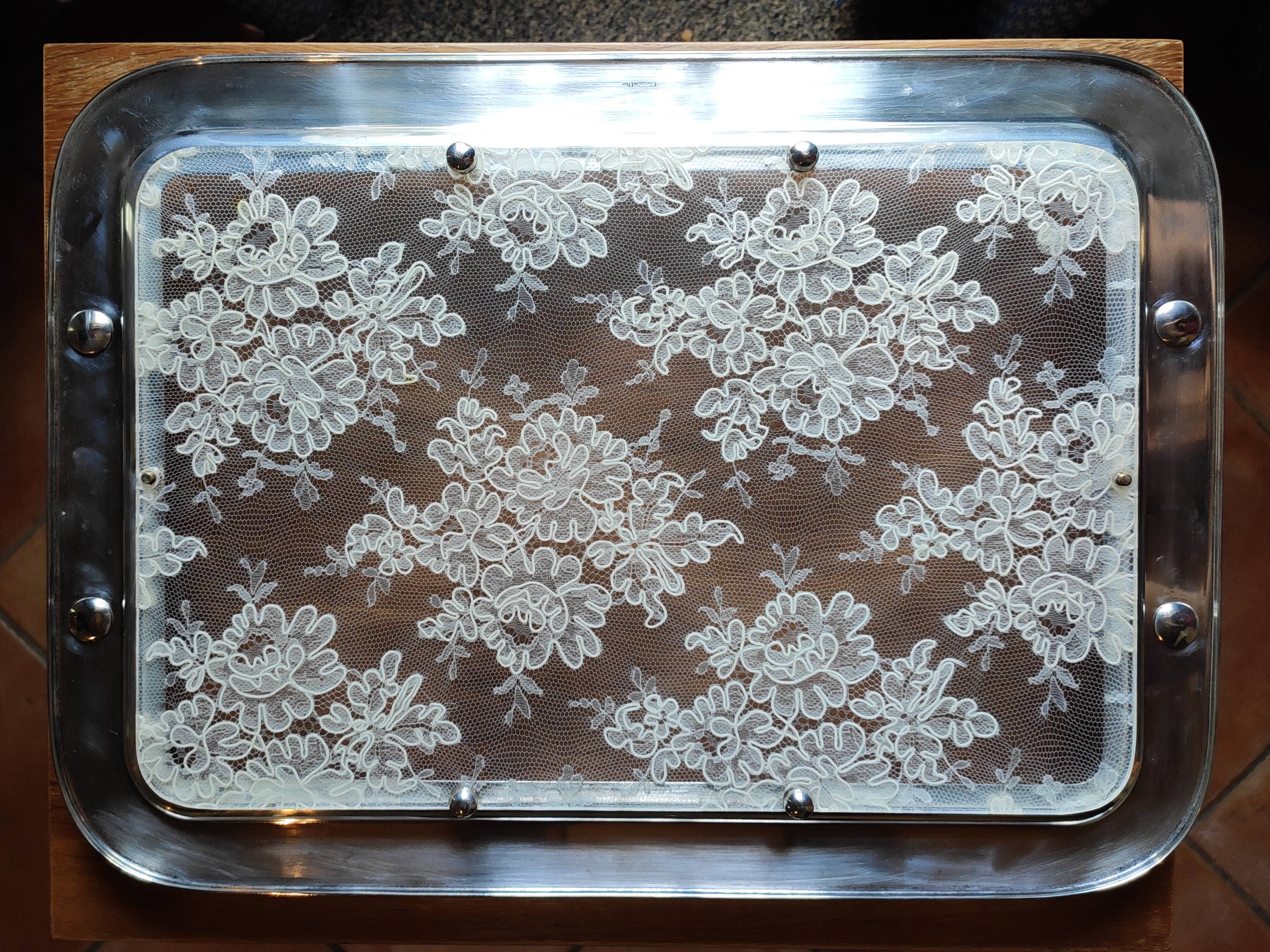 Christian Dior stainless steel/resin and lace serving tray