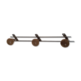 Wooden and metal coat racks, 3 heads, vintage french, 50s