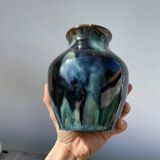 Signed ceramic flamed vase