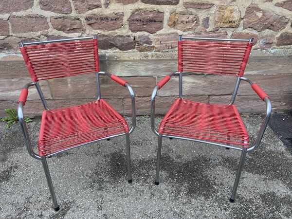 Paire de fauteuils scoubidou