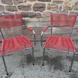 Pair of scoubidou armchairs