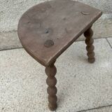 Turned wood tripod stool