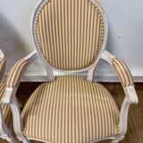 Pair of Louis XVI style medallion armchairs