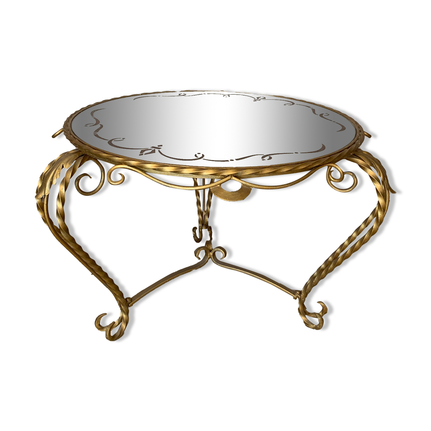 Golden coffee table and mirror 1960