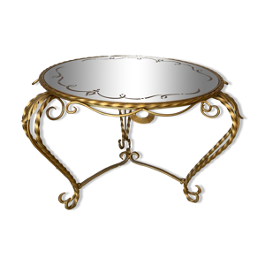 table basse doré et - miroir