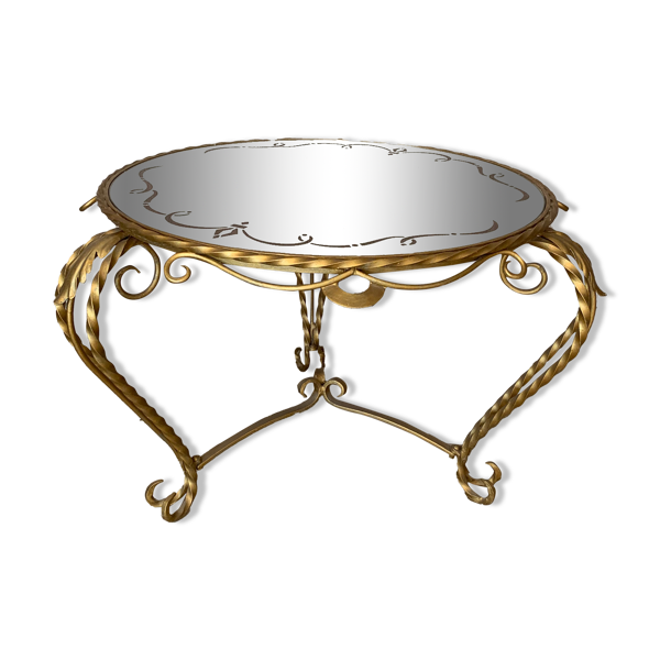 Table basse doré et miroir 1960