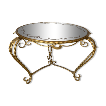 Table basse doré et miroir 1960
