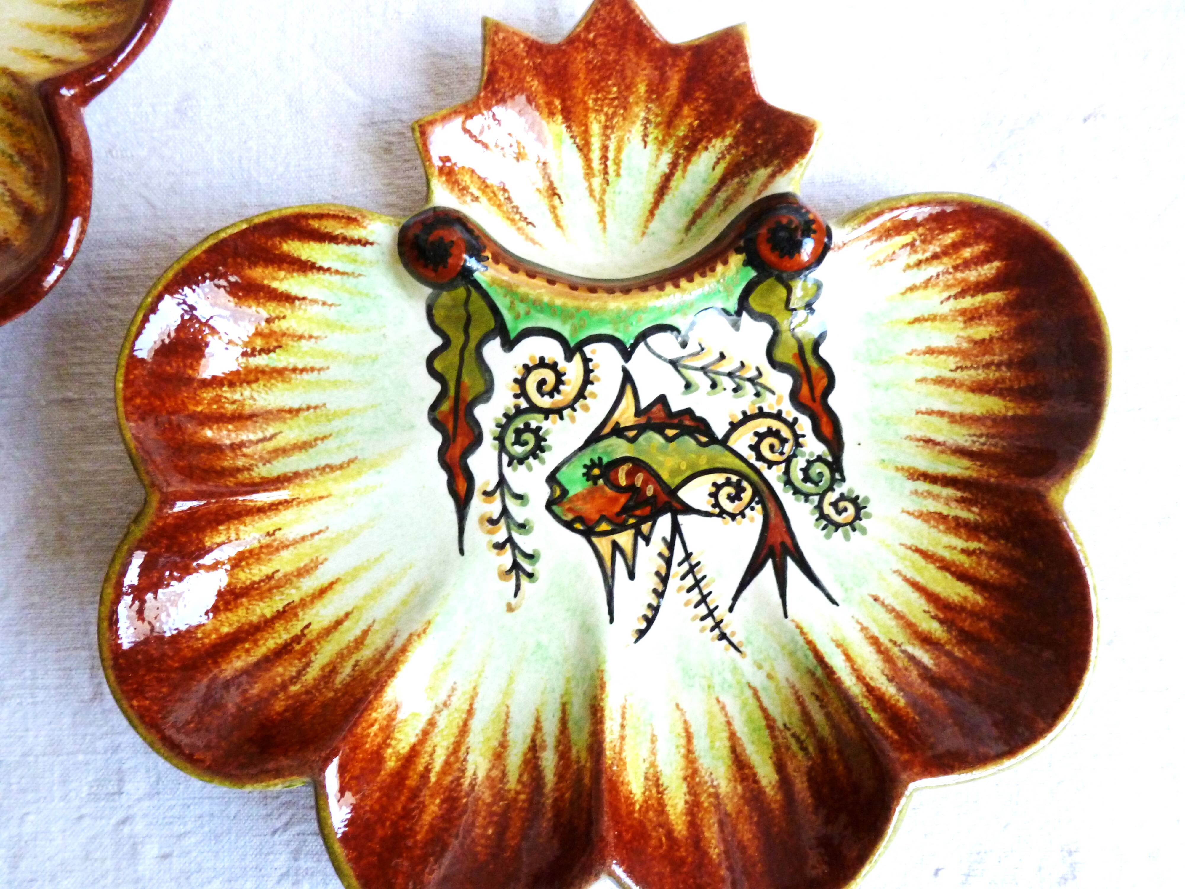 Quimper oyster plates, seafood plates, wall plate