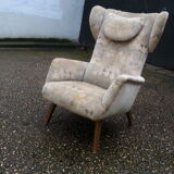 Bergere Chair Scandinavian flesh wingback wing 50 years