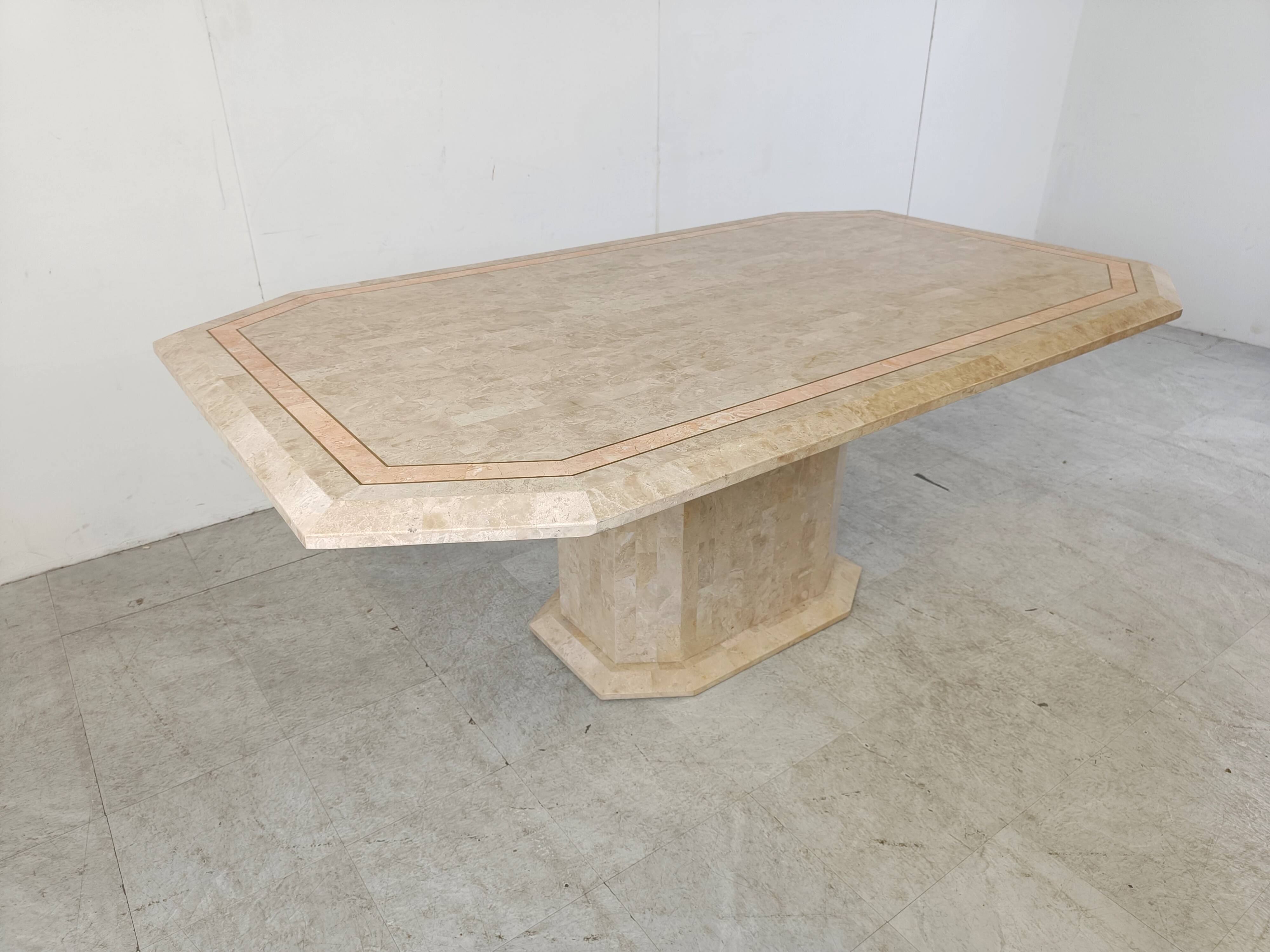 Vintage tesselated stone dining table by Maithland smith, 1970s