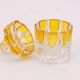 Small amber and transparent crystal pot with lid from the Val Saint-Lambert Luxval Art Deco collection.
