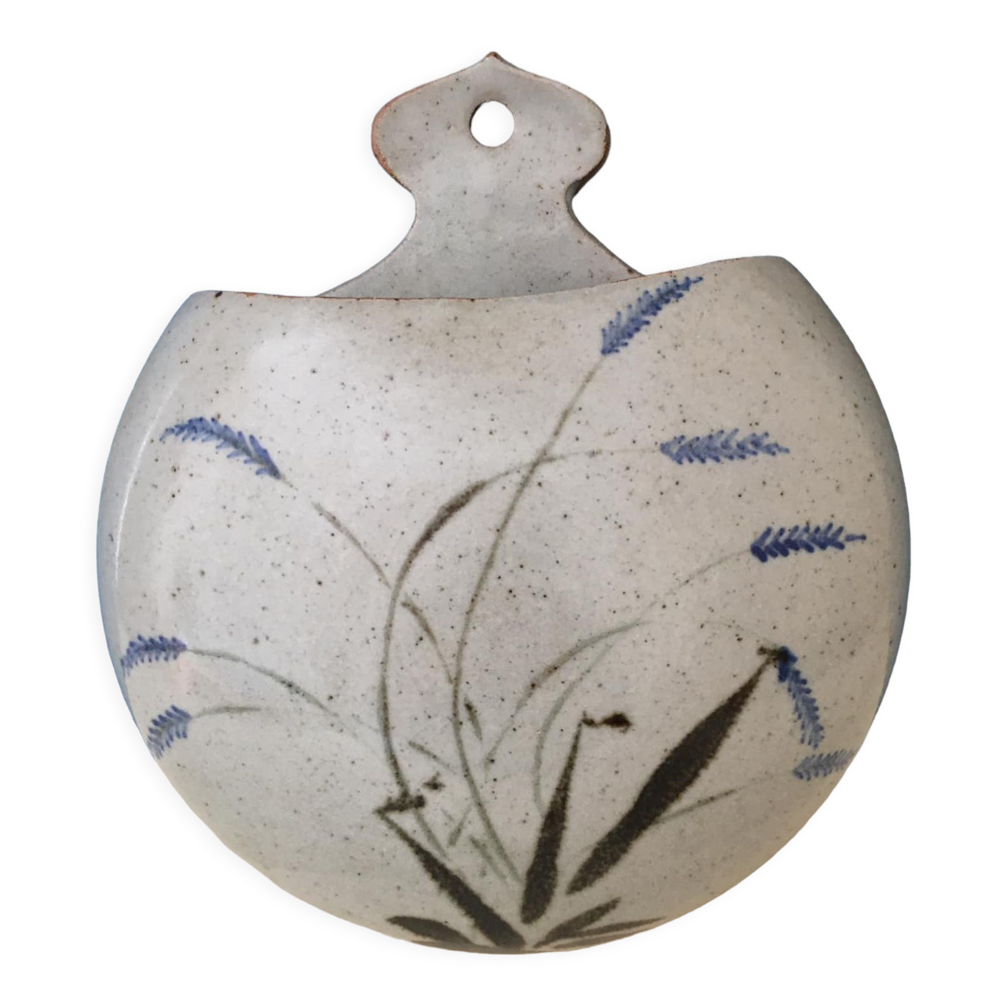 Ceramic wall plant holder with floral motifs, unknown signature