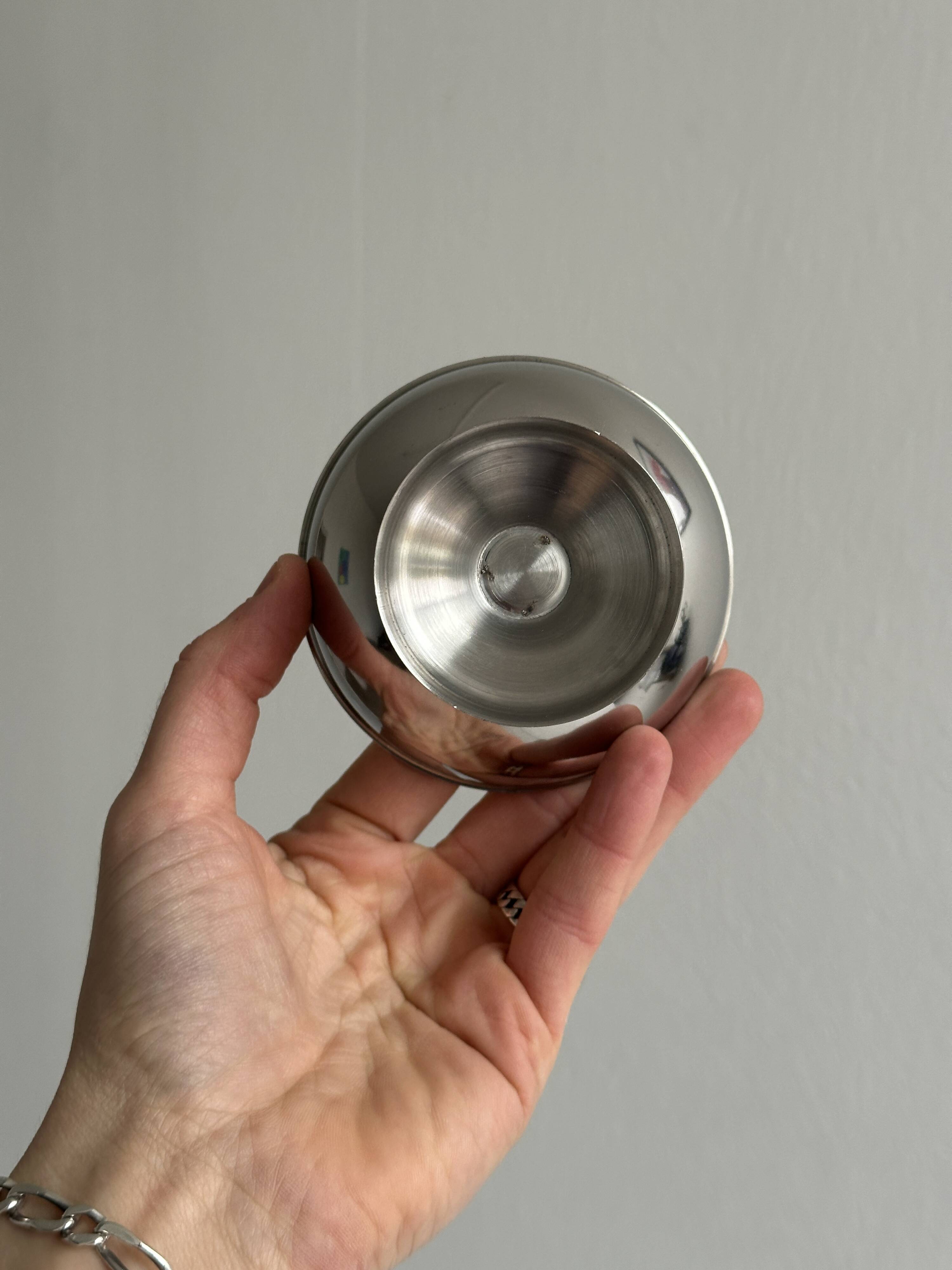 Set of 6 silver stainless steel dessert bowls