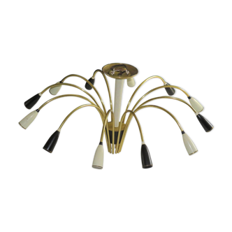 Chandelier 12 branches design spider années 1950