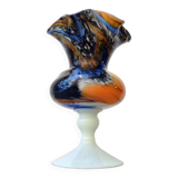 Mid Century Blue and Rust Carlo Moretti Glass Vase