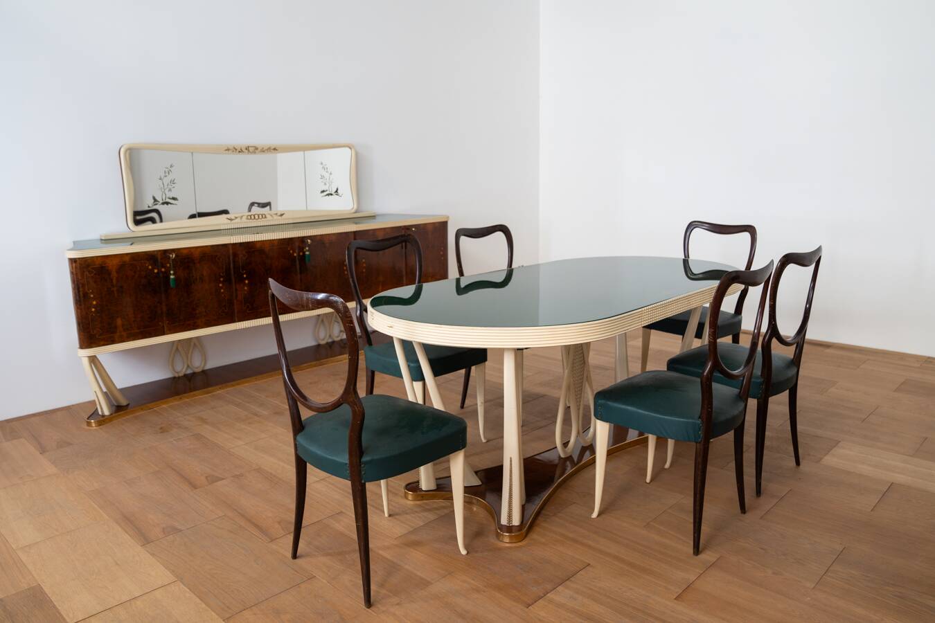 Salle à manger en racine de noyer, style Vittorio Dassi 1950/1960