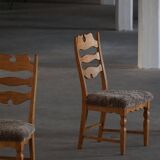 Denmark mid-century, set of 8 oak and lambswool chairs, Henning Kjærnulf, 1960s