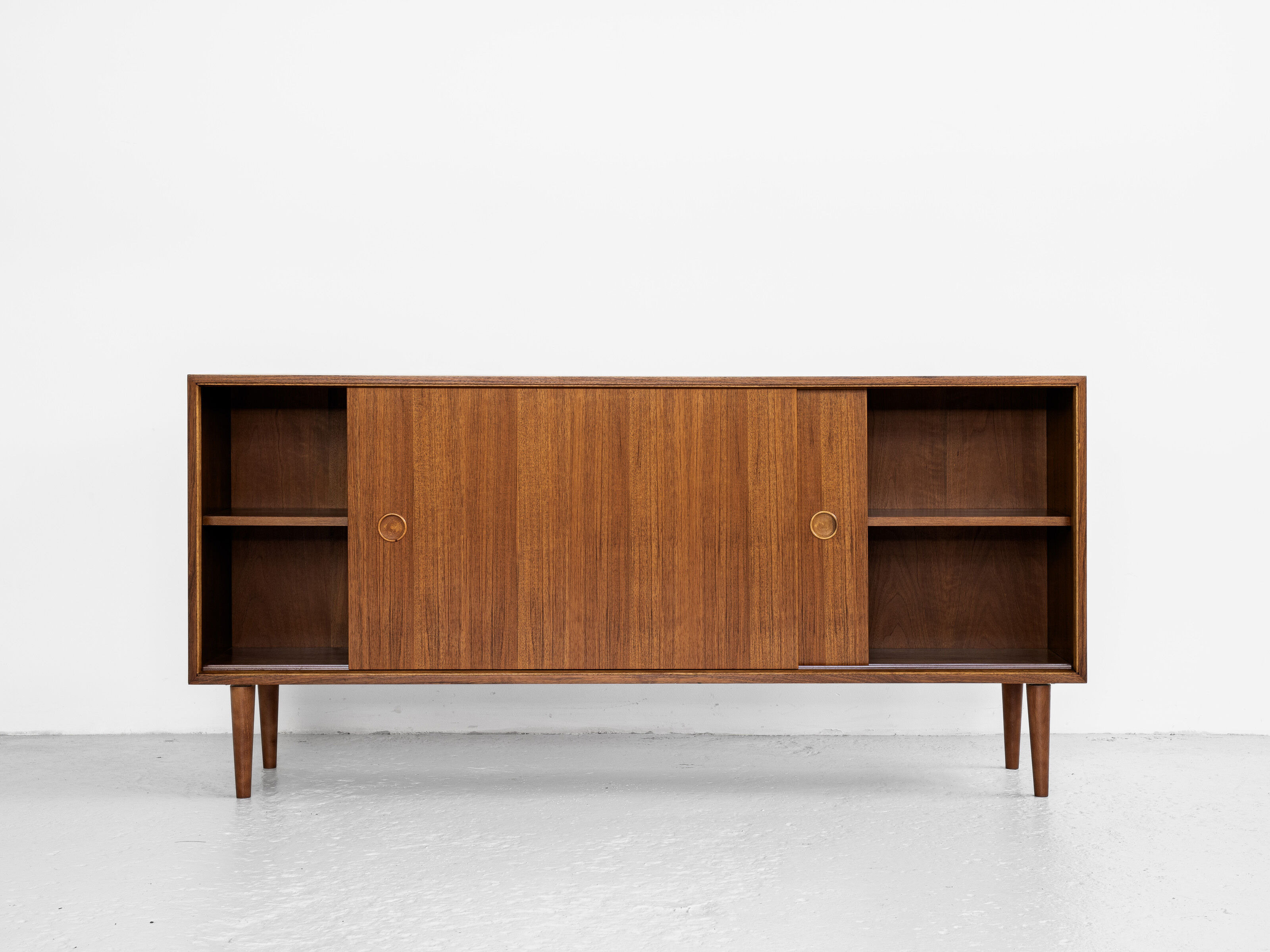 Midcentury sideboard in cherry wood with 2 sliding doors 1960s