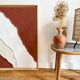 Terra cota relief painting beige and white